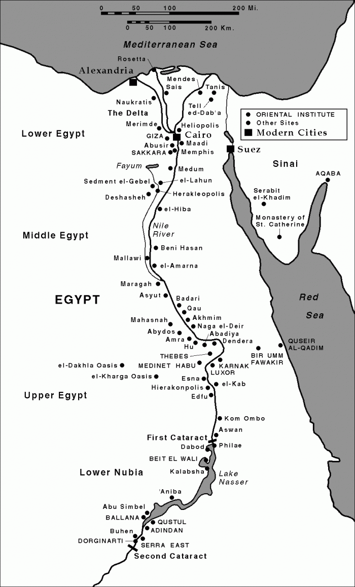  Egypt Archaeological Site Map   Source: http://oi.uchicago.edu/research/lab/map/site.html