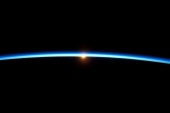 Golden sunset and Earth's thin, blue atmosphere009