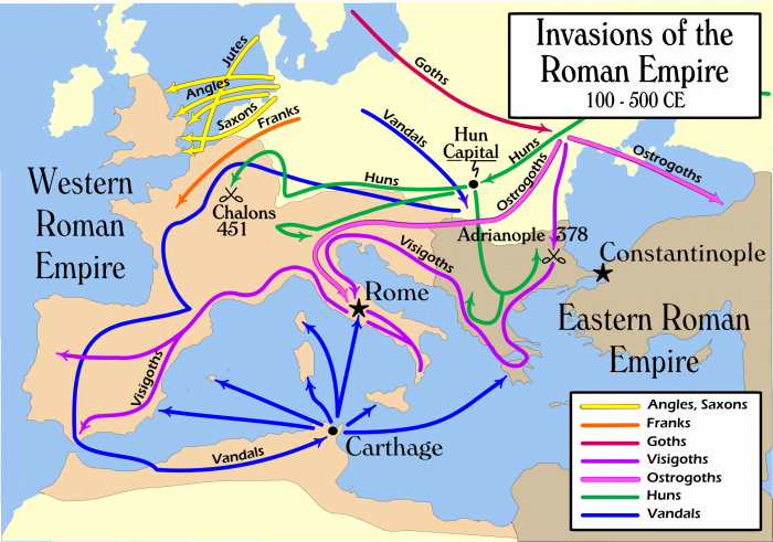 
	2nd to 5th century simplified migrations. See also map of the world in 820 A.D..