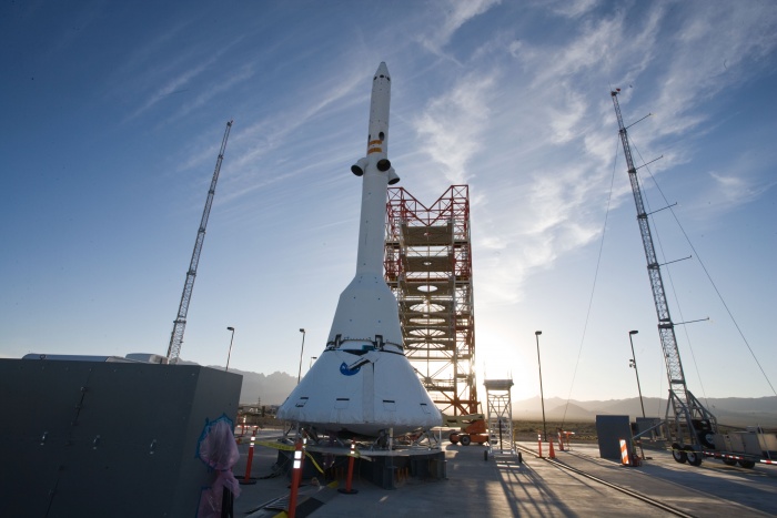 
	8 April 2010 --- The launch abort system for the Pad Abort-1 (PA-1) flight test is prepared on the launch pad for the test at the U.S. Army's White Sands Missile Range in New Mexico. The integrated flight test will evaluate the ability of a launch abort system to pull the module and an astronaut crew to safety in the event of an emergency on a launch pad. Photo credit: U.S. Army White Sands Missile Range