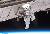 Garrett Reisman, STS-132 mission specialist, participates in the mission's first session of EVA