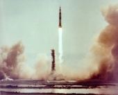 Moonbound Apollo 11 clears the launch tower
