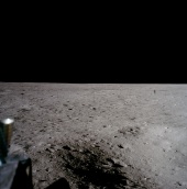 view from LM of double crater