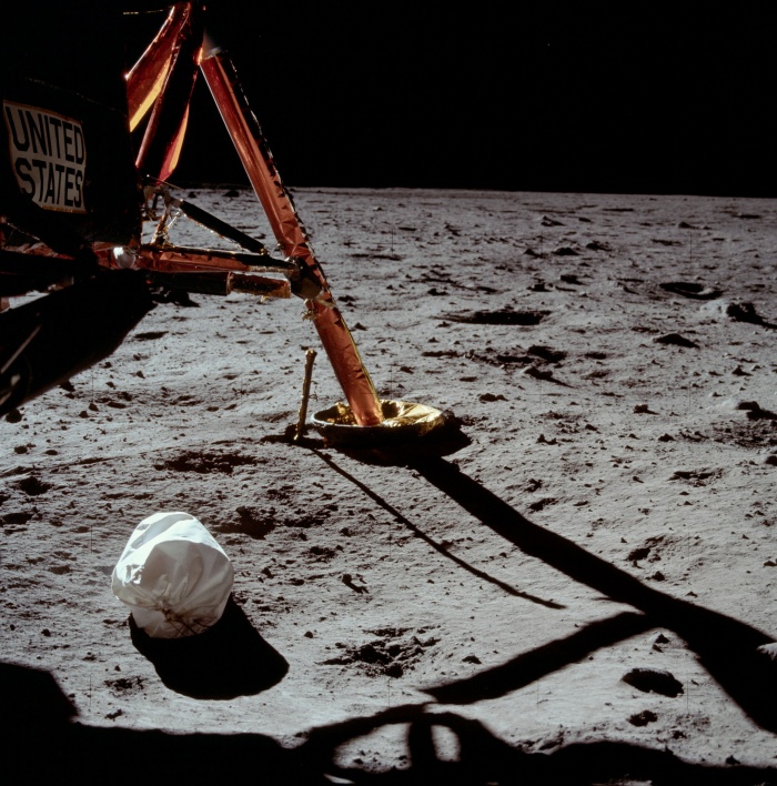 
	Armstrong's first photo after setting foot on the Moon
	Source: NASA