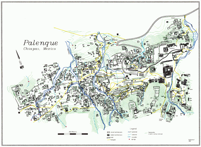 
	Copyright 1999 Ed Barnhart, a FAMSI-sponsored project

	Prepared by the Mapping Project of Proyecto Grupo de Las Cruces, Palenque, and sponsored by the generous support of FAMSI. 
	http://www.mesoweb.com/palenque/resources/maps