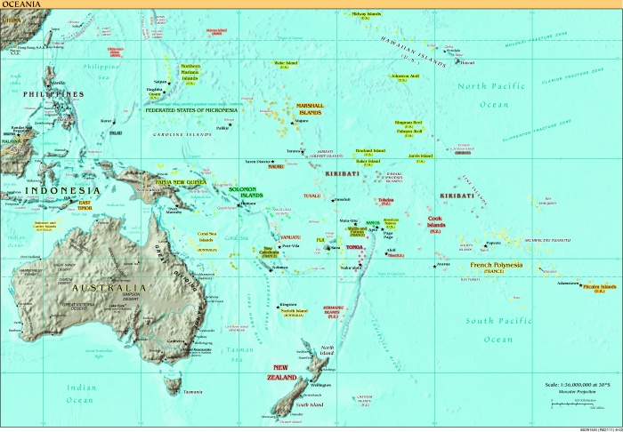 
	Map of Oceania
	

	This work is in the public domain in the United States because it is a work of the United States Federal Government under the terms of Title 17, Chapter 1, Section 105 of the US Code.