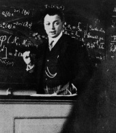 Wolfgang Pauli lecturing in 1929.
