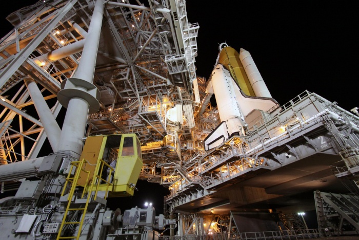 
	Rollback Completed
	
	On Launch Pad 39A, the oxygen vent hood, called the 