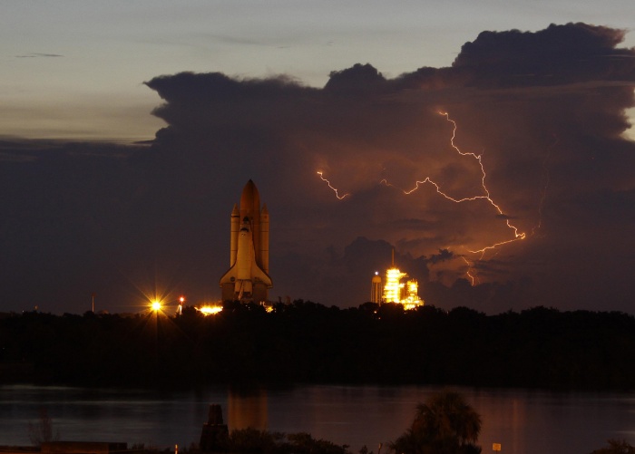 
	Lightning Slows Rollout
	
	Rollout of space shuttle Discovery is slow-going due to the onset of lightning in the area of Launch Pad 39A at NASA's Kennedy Space Center in Florida.
	
	First motion of the shuttle out of the Vehicle Assembly Building was at 2:07 a.m. EDT.
	
	Photo courtesy of Justin Dernier
	August 4, 2009