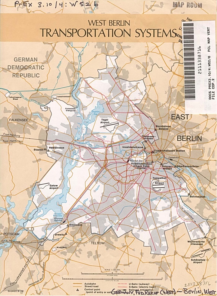 
	Berlin (West), Germany, Transportation Systems 1978, by U.S. Central Intelligence Agency. 
	
	Source: Source: University of Texas at Austin, Perry-Castaneda Library, Map Collection
	http://www.lib.utexas.edu/maps/