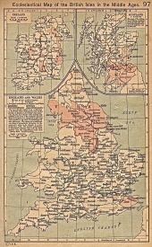 British Isles Ecclesiastical Map in the Middle Ages