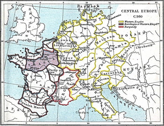 
	Central Europe 980 A.D.

	Source: University of Texas at Austin, Perry-Castaneda Library, Map Collection
	http://www.lib.utexas.edu/maps/