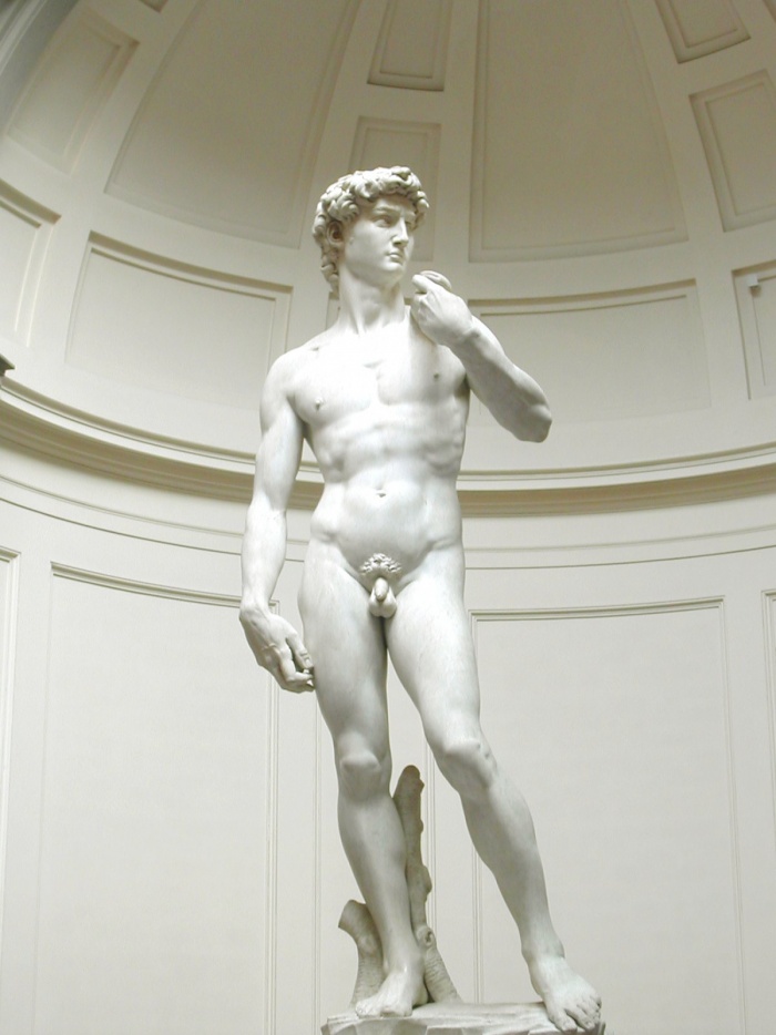 
	The Statue of David, completed by Michelangelo in 1504, is one of the most renowned works of the Renaissance

	Michelangelo returned to Florence in 1499–1501. Things were changing in the republic after the fall of anti-Renaissance Priest and leader of Florence, Girolamo Savonarola (executed in 1498) and the rise of the gonfaloniere Pier Soderini. He was asked by the consuls of the Guild of Wool to complete an unfinished project begun 40 years earlier by Agostino di Duccio: a colossal statue portraying David as a symbol of Florentine freedom, to be placed in the Piazza della Signoria, in front of the Palazzo Vecchio. Michelangelo responded by completing his most famous work, the Statue of David in 1504. This masterwork, created out of a marble block from the quarries at Carrara that had already been worked on by an earlier hand, definitively established his prominence as a sculptor of extraordinary technical skill and strength of symbolic imagination.
	
	Also during this period, Michelangelo painted the Holy Family and St John, also known as the Doni Tondo or the Holy Family of the Tribune: it was commissioned for the marriage of Angelo Doni and Maddalena Strozzi and in the 17th century hung in the room known as the Tribune in the Uffizi. He also may have painted the Madonna and Child with John the Baptist, known as the Manchester Madonna and now in the National Gallery, London
	Source: Wikipedia