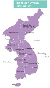Korea: Map of Joseon Dynasty (15th Dynasty)