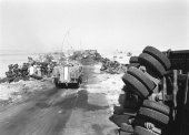 Six Day War: An IDF Halftrack passing through Egyptian wreckage