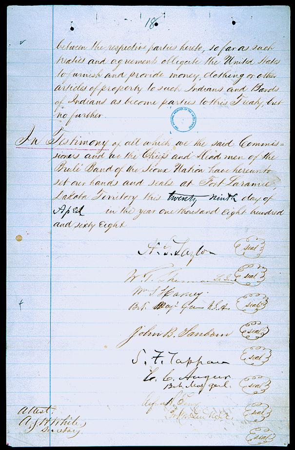 Sioux Treaty of 1868, page 2
	
	National Archives and Records Administration
	General Records of the United States Government
	Record Group 11
	ARC Identifier: 299803