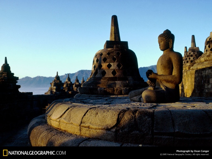 
	Borobudur Temple, Java, Indonesia, 1982
	by National Geographic

	Home to hundreds of Buddha statues, the 1,200-year-old Borobudur temple is the world's largest Buddhist monument.
	
	(Text adapted from and photograph shot on assignment for, but not published in, 
