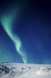 Aurora borealis over Iceland's Vatnajokull Ice Cap, the largest ice cap in Europe