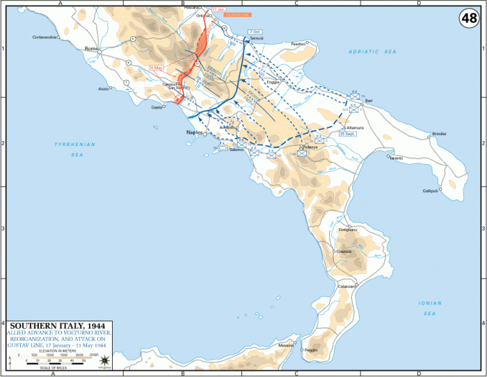 
	Allied Advances To Volturno River And Attack On Gustav Line, 17 January-11 May 1944
	

	Source: U.S. Military Academy