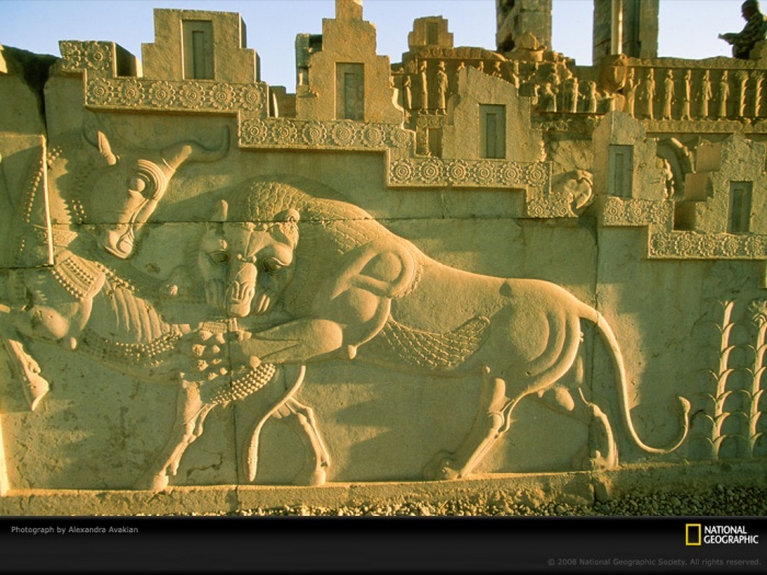 
	The ancient city of Persepolis in modern-day Iran was one of four capitals of the sprawling Persian Empire. Built beginning around 520 B.C., the city was a showcase for the empire’s staggering wealth, with grand architecture, extravagant works of silver and gold, and extensive relief sculptures such as this one. The height of Persian rule lasted from about 550 B.C. until 330 B.C., when Alexander the Great overthrew the ruling Archaemenid dynasty and burned Persepolis to the ground.
	
	Source: photofly.wordpress.com
