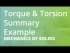 Torque & Torsion Summary Example