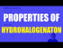 General properties of hydrohalogenation