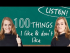 Listening Comprehension: 100 Things Jenny Likes and Doesn't Like