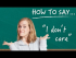 How to Say 